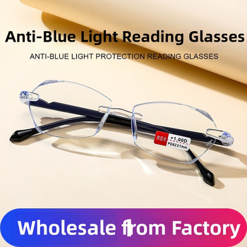 Lasīšanas brillēs ar zilās gaismas aizsardzību, vieglas, 21 g, PC lēcas, kvadrātveida rāmis