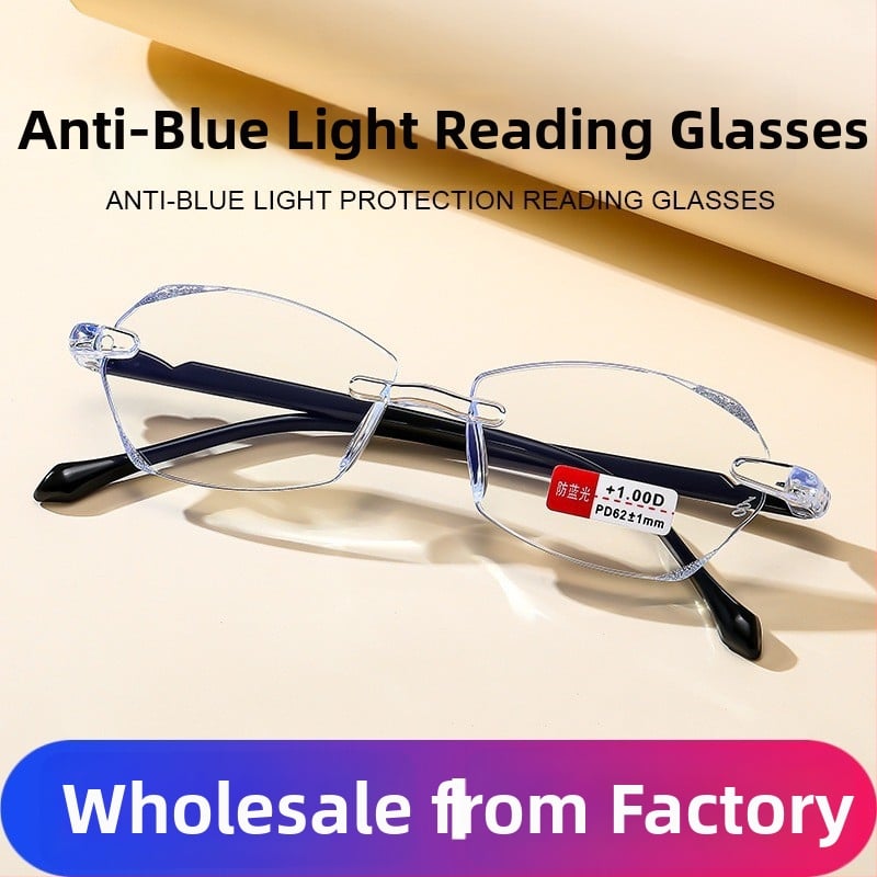 Lasīšanas brillēs ar zilās gaismas aizsardzību, vieglas, 21 g, PC lēcas, kvadrātveida rāmis