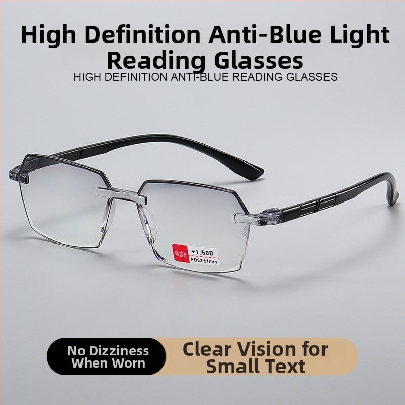 Lasīšanas brillēs ar zilās gaismas aizsardzību, vieglas, 21 g, PC lēcas, kvadrātveida rāmis