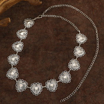 Lančana ogrlica za struk s dizajnom srca, Pine kamen ugrađen, metal, elektroplatiranje, elegantan stil