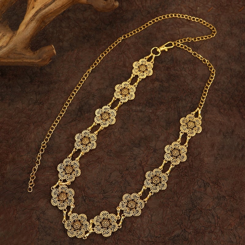 Lančana ogrlica za struk s dizajnom srca, Pine kamen ugrađen, metal, elektroplatiranje, elegantan stil