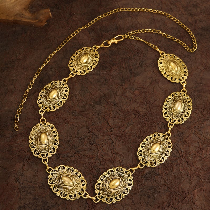 Lančana ogrlica za struk s dizajnom srca, Pine kamen ugrađen, metal, elektroplatiranje, elegantan stil