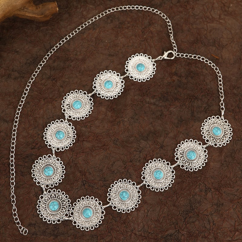 Lančana ogrlica za struk s dizajnom srca, Pine kamen ugrađen, metal, elektroplatiranje, elegantan stil