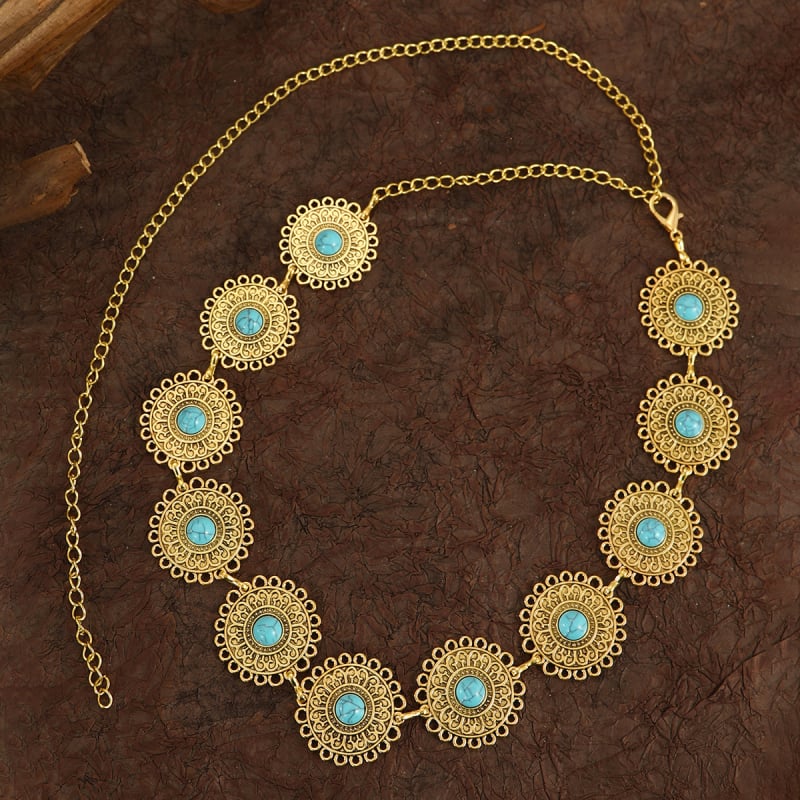 Lančana ogrlica za struk s dizajnom srca, Pine kamen ugrađen, metal, elektroplatiranje, elegantan stil