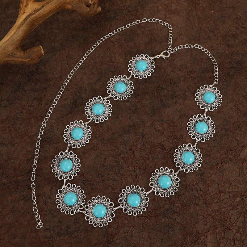 Lančana ogrlica za struk s dizajnom srca, Pine kamen ugrađen, metal, elektroplatiranje, elegantan stil