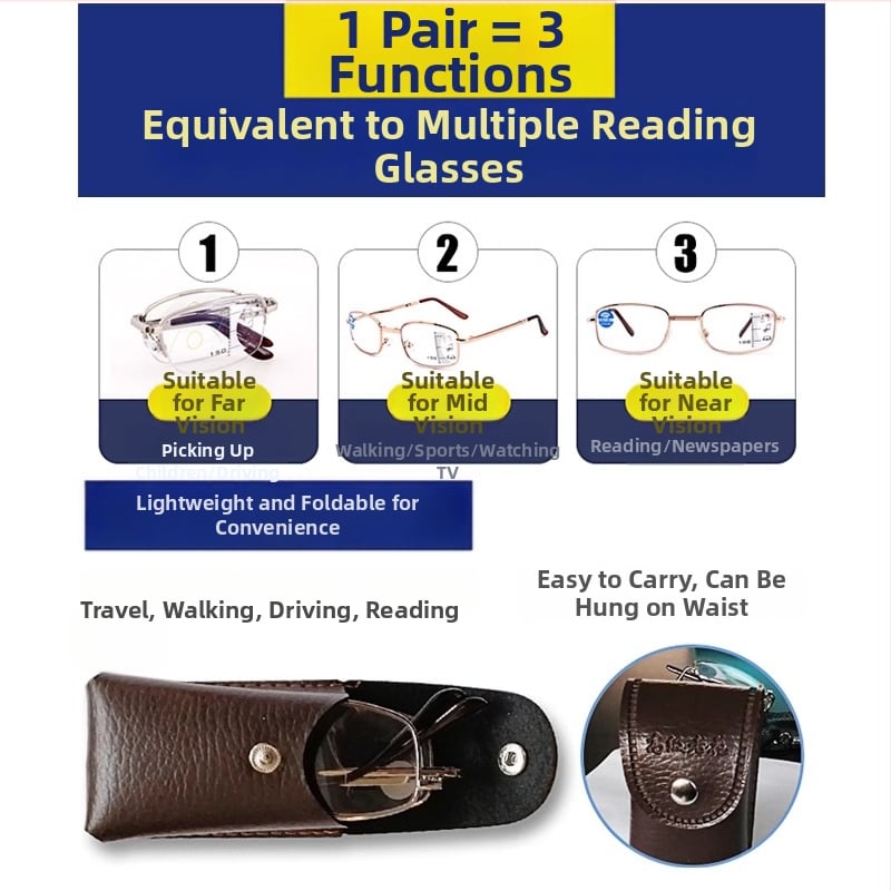 Skaitymo akiniai su anti-mėlynu šviesa, dvigubo naudojimo tolimam ir artimam, pilnas rėmas iš TR+metalo, kvadratiniai rėmai — 2025 metų pavasaris