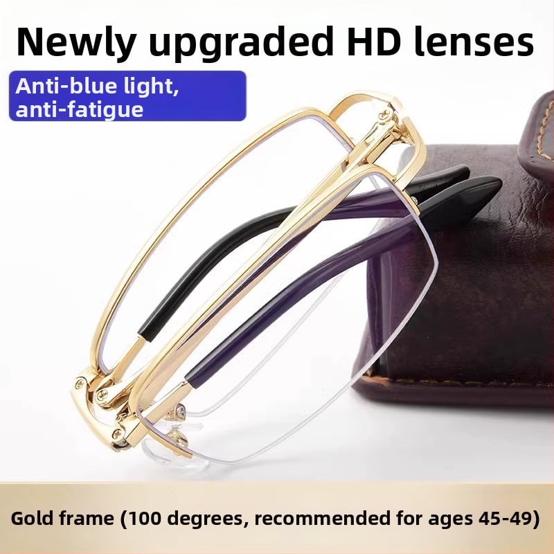 Lasīšanas brilles ar anti-zilu gaismu, divuzmantošana tālumam un tuvumam, pilns rāmis no TR+metāla, kvadrāta rāmis — 2025. gada pavasaris