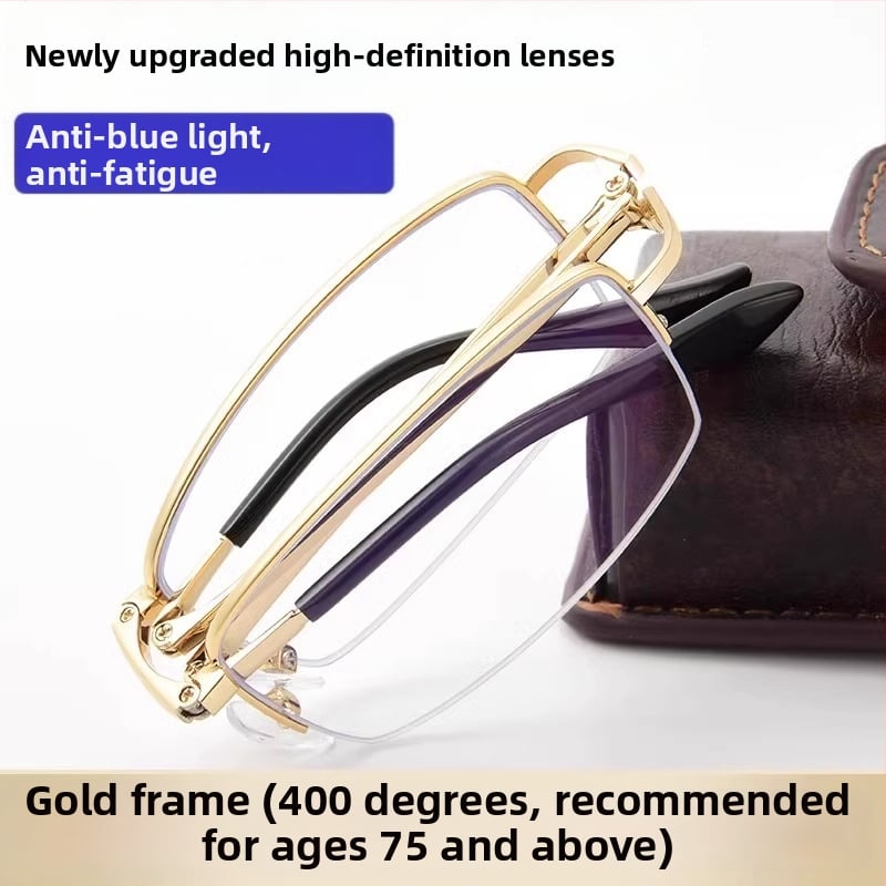 Lasīšanas brilles ar anti-zilu gaismu, divuzmantošana tālumam un tuvumam, pilns rāmis no TR+metāla, kvadrāta rāmis — 2025. gada pavasaris