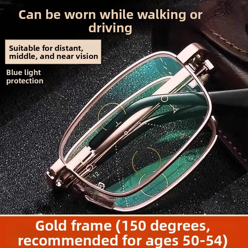 Lasīšanas brilles ar anti-zilu gaismu, divuzmantošana tālumam un tuvumam, pilns rāmis no TR+metāla, kvadrāta rāmis — 2025. gada pavasaris