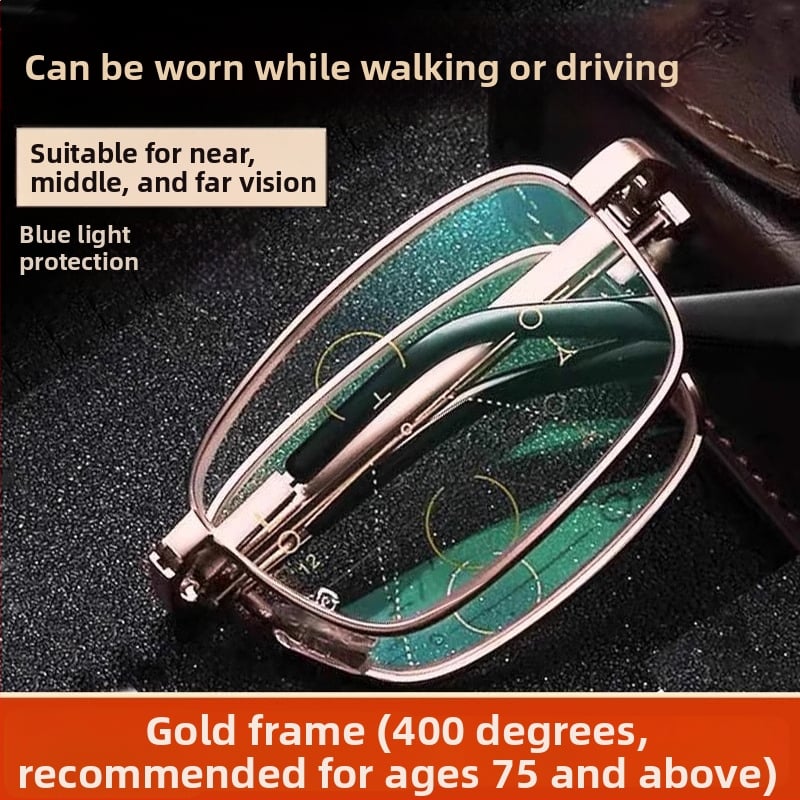 Lasīšanas brilles ar anti-zilu gaismu, divuzmantošana tālumam un tuvumam, pilns rāmis no TR+metāla, kvadrāta rāmis — 2025. gada pavasaris