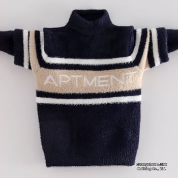 Vaikų mink velvet megztinis su fleece pamušalu ir storu audiniu žiemai (Korėjos stilius; gobtuvė; apvalus kaklas; ilgos rankovės; akrilinis pluoštas)