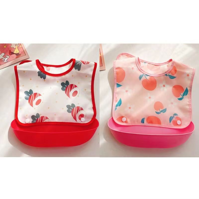 Odvojivi hranilni bib s džepom, vodootporan EVA, uzorak životinja, za dojenčad i djecu do 6 godina