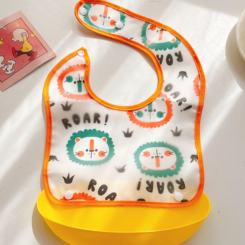 Odvojivi hranilni bib s džepom, vodootporan EVA, uzorak životinja, za dojenčad i djecu do 6 godina