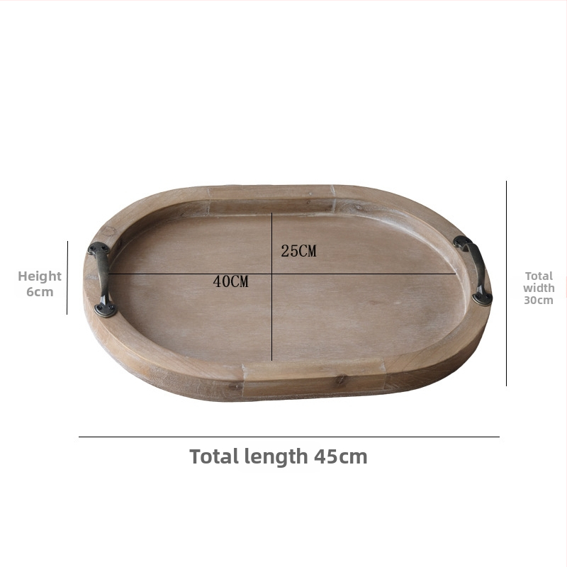 Apaļš koka trauks franču retro stilā, virsma ar spreja pārklājumu, pielāgojams; piemērots viesnīcām, maltītēm, kafijai un tējai.