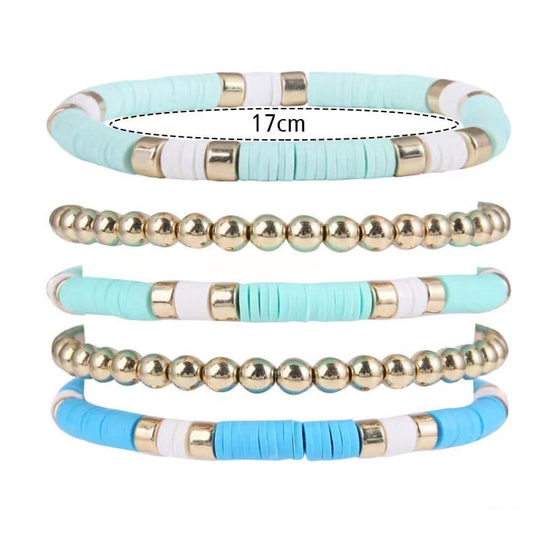 Ръчно изработен комплект гривни със мека глина в бохемски стил – многослоен геометричен дизайн за жени