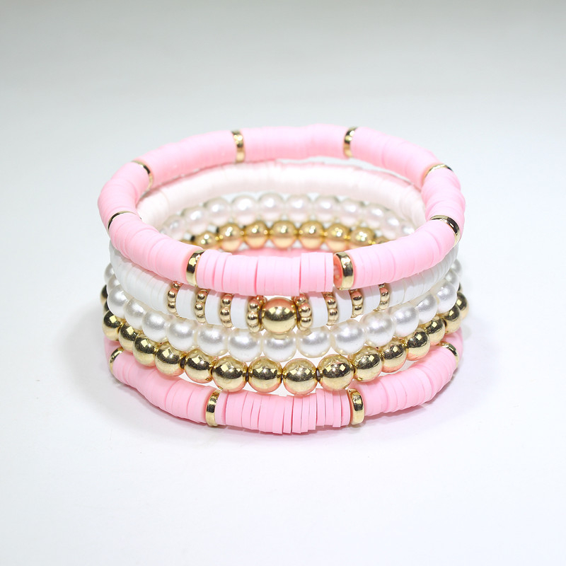 Ръчно изработен комплект гривни със мека глина в бохемски стил – многослоен геометричен дизайн за жени