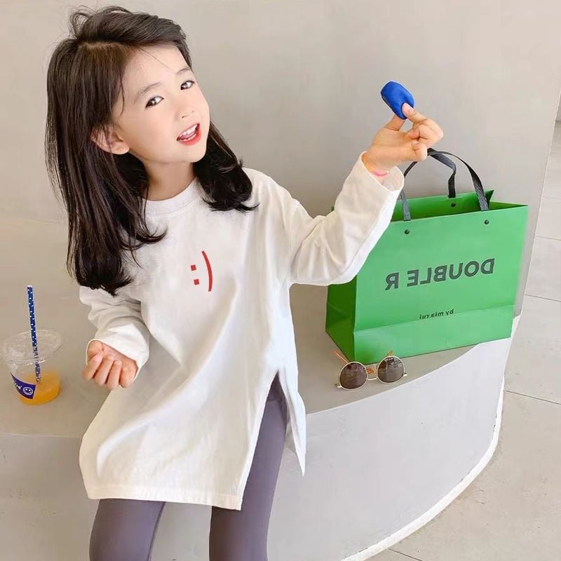 Mergaitėms ilgomis rankovėmis marškinėliai, animacinis piešinys, 100% medvilnė, švelni tekstūra, apvali kaklo linija