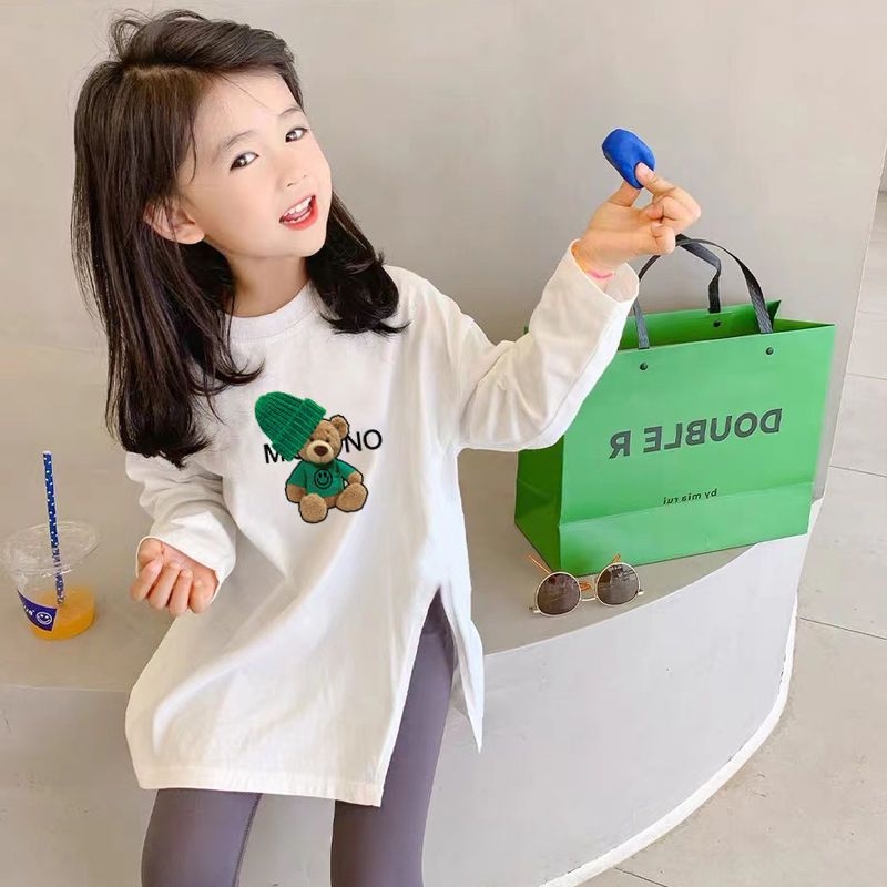 Mergaitėms ilgomis rankovėmis marškinėliai, animacinis piešinys, 100% medvilnė, švelni tekstūra, apvali kaklo linija