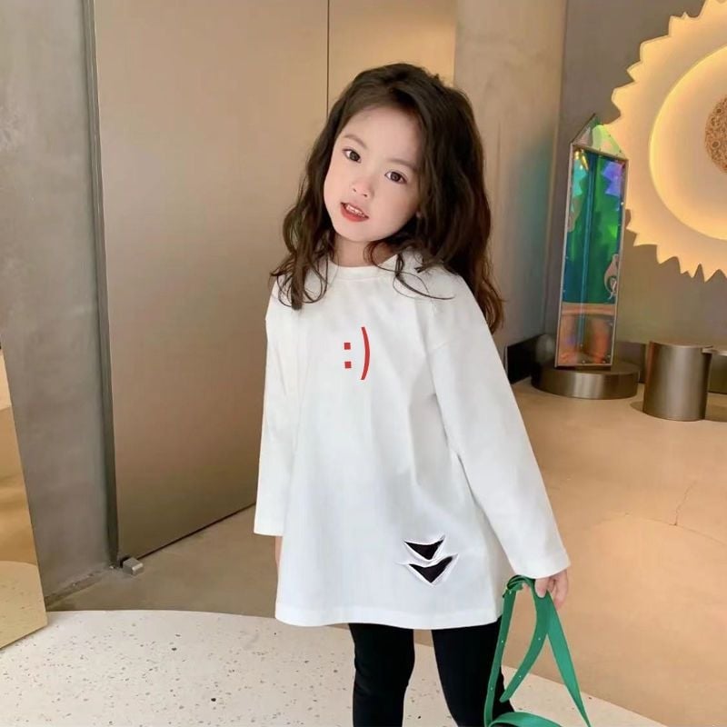 Mergaitėms ilgomis rankovėmis marškinėliai, animacinis piešinys, 100% medvilnė, švelni tekstūra, apvali kaklo linija