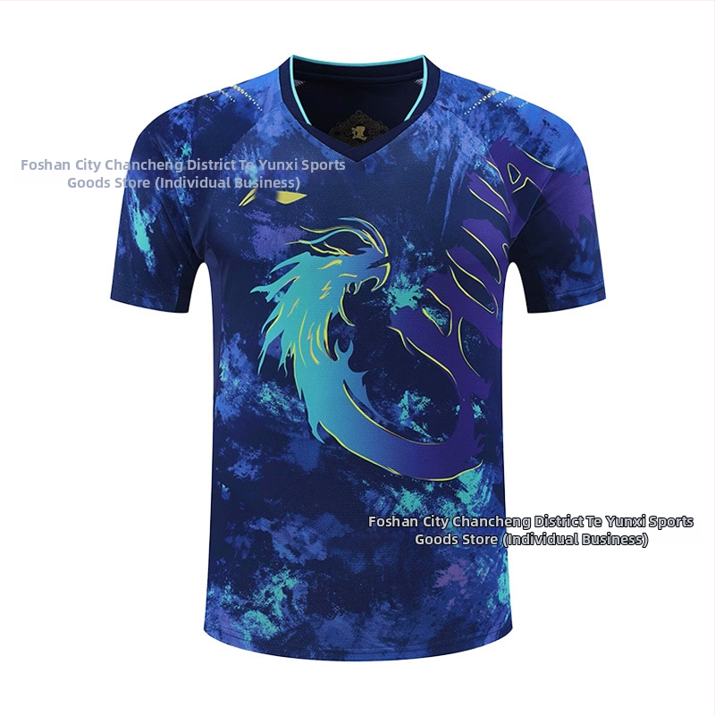 Stalo teniso trumpų rankovių treniruočių komplektas – Unisex, greitai džiūstantis poliesterio mišinys, 95–100% poliesteris, pavasaris–ruduo, suaugusiems ir vaikams