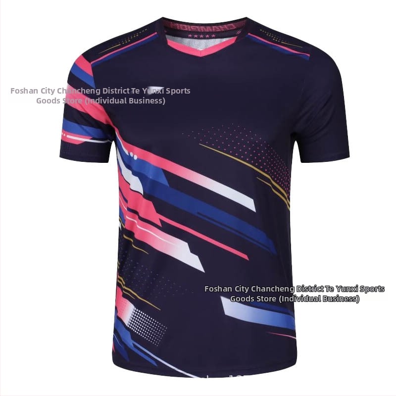 Stalo teniso trumpų rankovių treniruočių komplektas – Unisex, greitai džiūstantis poliesterio mišinys, 95–100% poliesteris, pavasaris–ruduo, suaugusiems ir vaikams