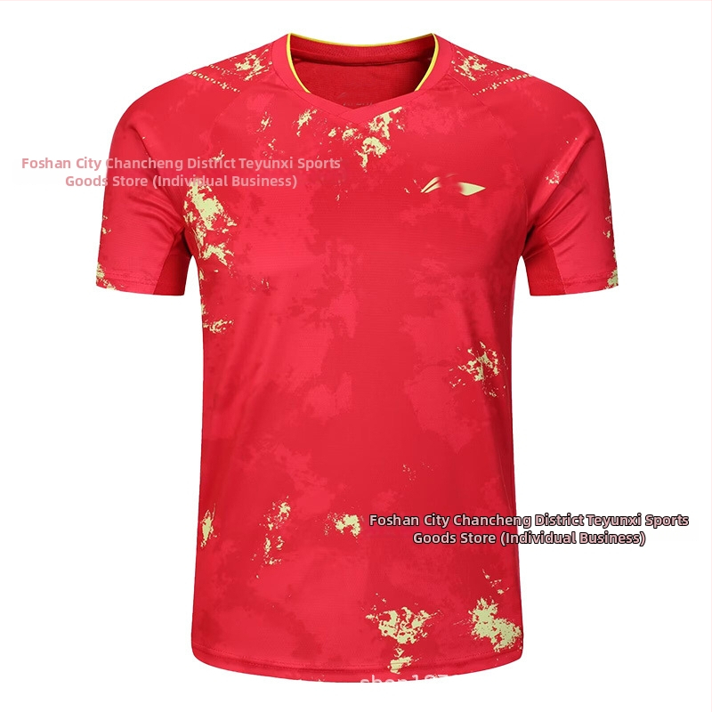 Stalo teniso trumpų rankovių treniruočių komplektas – Unisex, greitai džiūstantis poliesterio mišinys, 95–100% poliesteris, pavasaris–ruduo, suaugusiems ir vaikams