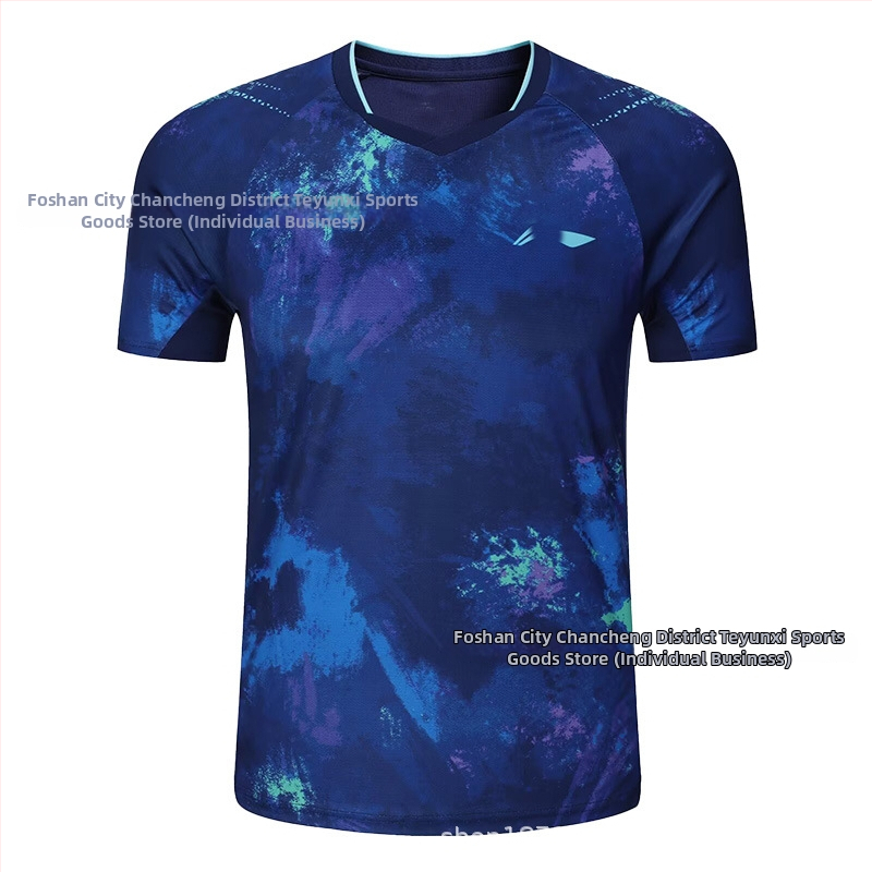 Stalo teniso trumpų rankovių treniruočių komplektas – Unisex, greitai džiūstantis poliesterio mišinys, 95–100% poliesteris, pavasaris–ruduo, suaugusiems ir vaikams