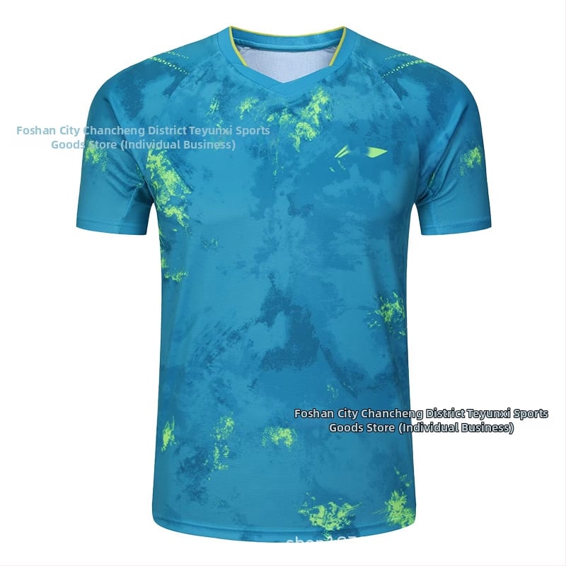 Stalo teniso trumpų rankovių treniruočių komplektas – Unisex, greitai džiūstantis poliesterio mišinys, 95–100% poliesteris, pavasaris–ruduo, suaugusiems ir vaikams