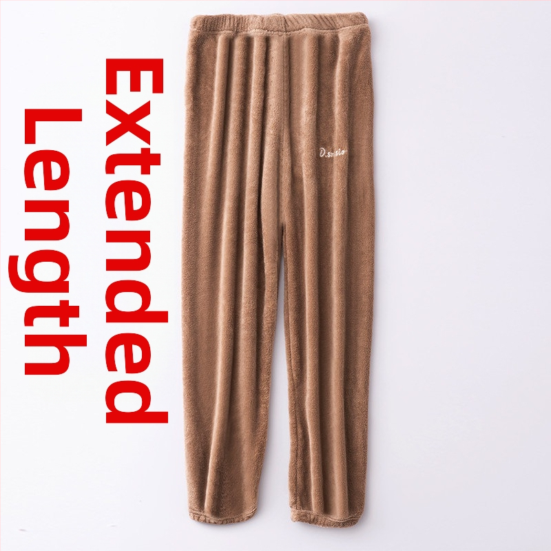 Pidzama hlače od koralnog pliša, podstavljene i debele zimi, opuštena silueta, dužina 120 cm, unisex