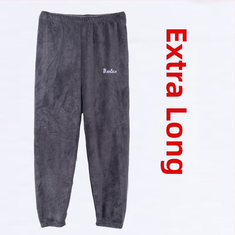 Pidzama hlače od koralnog pliša, podstavljene i debele zimi, opuštena silueta, dužina 120 cm, unisex