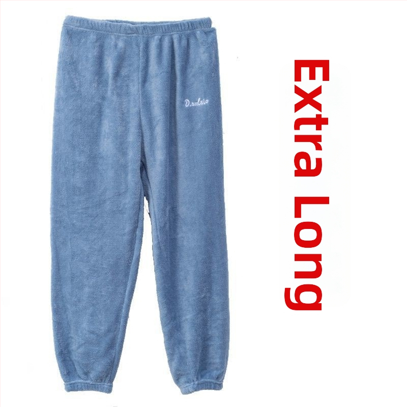 Pidzama hlače od koralnog pliša, podstavljene i debele zimi, opuštena silueta, dužina 120 cm, unisex