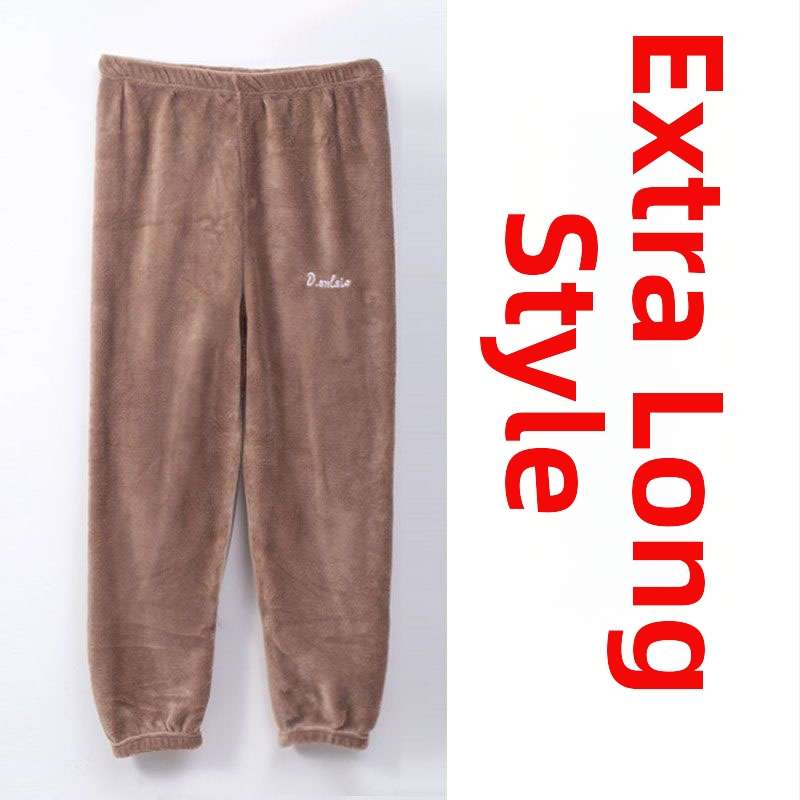 Pidzama hlače od koralnog pliša, podstavljene i debele zimi, opuštena silueta, dužina 120 cm, unisex