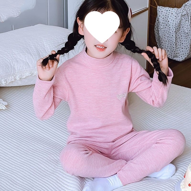 Középmagasságú galléros gyerek termikus felső- és alsóruha készlet fiúknak és lányoknak