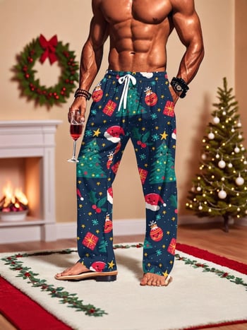 Vīriešu 3D digitālās drukas sporta bikses, brīva piegriezuma, vidējā josta, taisnas kājas, 92% poliesters