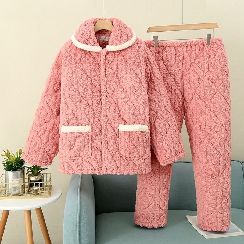 Γυναικείο χειμερινό σετ πιτζάμες από ελαστικό βαμβάκι, εξτρα-παχύ ύφασμα, μακριά μανίκια, τετράγωνη λαιμόκοψη, μεσαίο μήκος φούστας, διατηρεί τη ζέστη