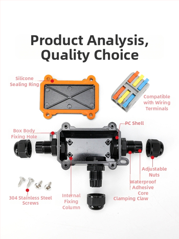 MX-0800 Ārējā ūdensdroša kabelu kastīte ar ātru termināļa bloku, IP68, gatava iegremdēšanai, versijas 2 ievadi/2 izejas vai 2 ievadi/4 izejas