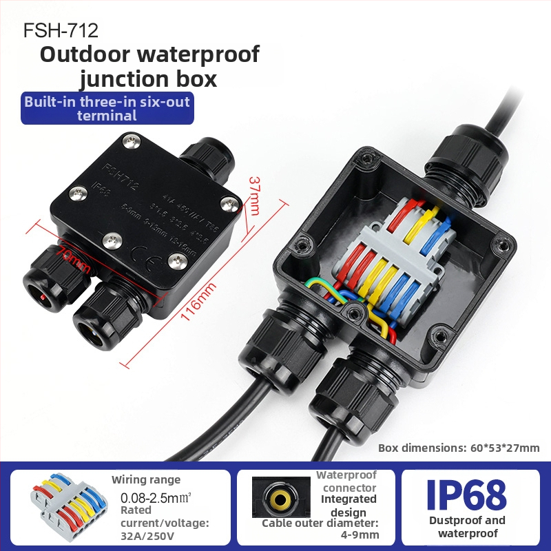 MX-0800 Ārējā ūdensdroša kabelu kastīte ar ātru termināļa bloku, IP68, gatava iegremdēšanai, versijas 2 ievadi/2 izejas vai 2 ievadi/4 izejas