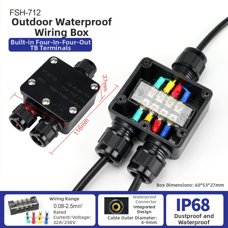 MX-0800 Ārējā ūdensdroša kabelu kastīte ar ātru termināļa bloku, IP68, gatava iegremdēšanai, versijas 2 ievadi/2 izejas vai 2 ievadi/4 izejas
