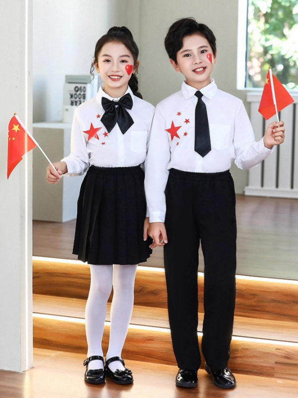 Vaikų sceniniai kostiumai chorai ir recitacijai, nuo darželio iki gimnazijos, medvilnės audinys su 80% poliesterio, tinkami cheerleading, 8+ metų (aukštis virš 140 cm), Ruduo 2025