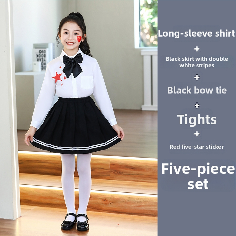 Vaikų sceniniai kostiumai chorai ir recitacijai, nuo darželio iki gimnazijos, medvilnės audinys su 80% poliesterio, tinkami cheerleading, 8+ metų (aukštis virš 140 cm), Ruduo 2025