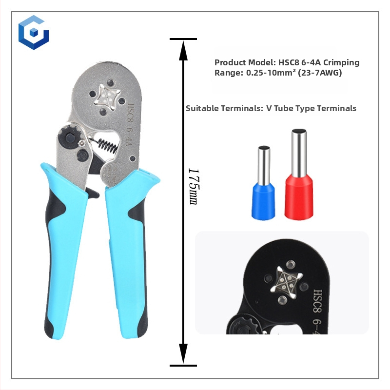 Jingyue Electric Terminālu presēšanas knaibles caurulīšu termināļiem — īpaša presēšana caurulīšu termināļiem; Sastāvs: niķeļa-hroma sakausējuma tērauds; Svars: 0,378