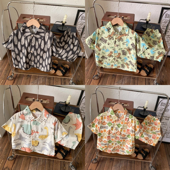 Vaikų dviejų dalių trumpom rankovėm komplektas — 100% poliesteris, karikatūrų raštas, drėgmės pašalinimas