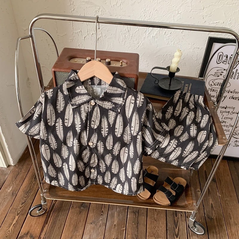 Vaikų dviejų dalių trumpom rankovėm komplektas — 100% poliesteris, karikatūrų raštas, drėgmės pašalinimas