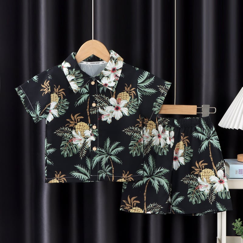 Vaikų dviejų dalių trumpom rankovėm komplektas — 100% poliesteris, karikatūrų raštas, drėgmės pašalinimas