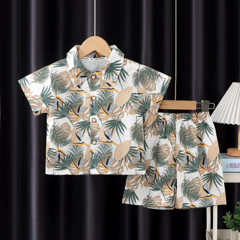 Vaikų dviejų dalių trumpom rankovėm komplektas — 100% poliesteris, karikatūrų raštas, drėgmės pašalinimas