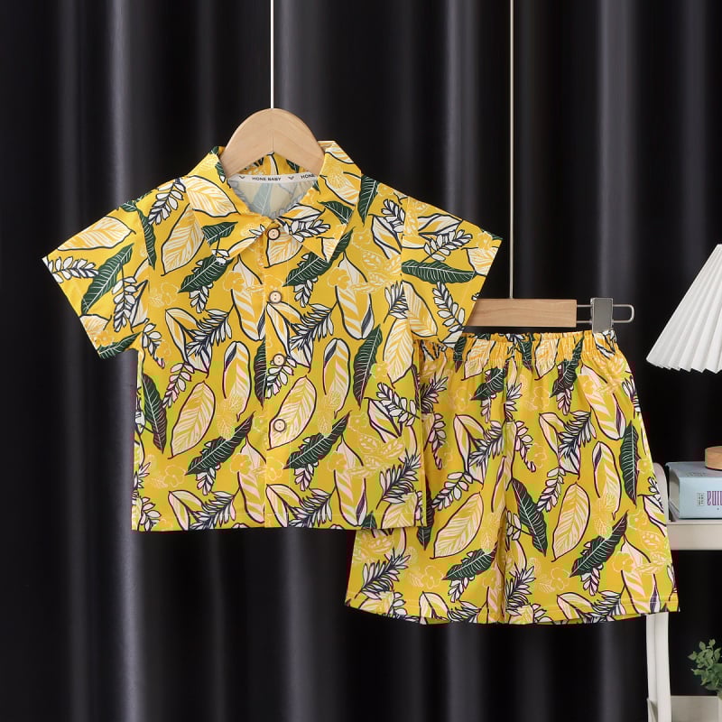 Vaikų dviejų dalių trumpom rankovėm komplektas — 100% poliesteris, karikatūrų raštas, drėgmės pašalinimas