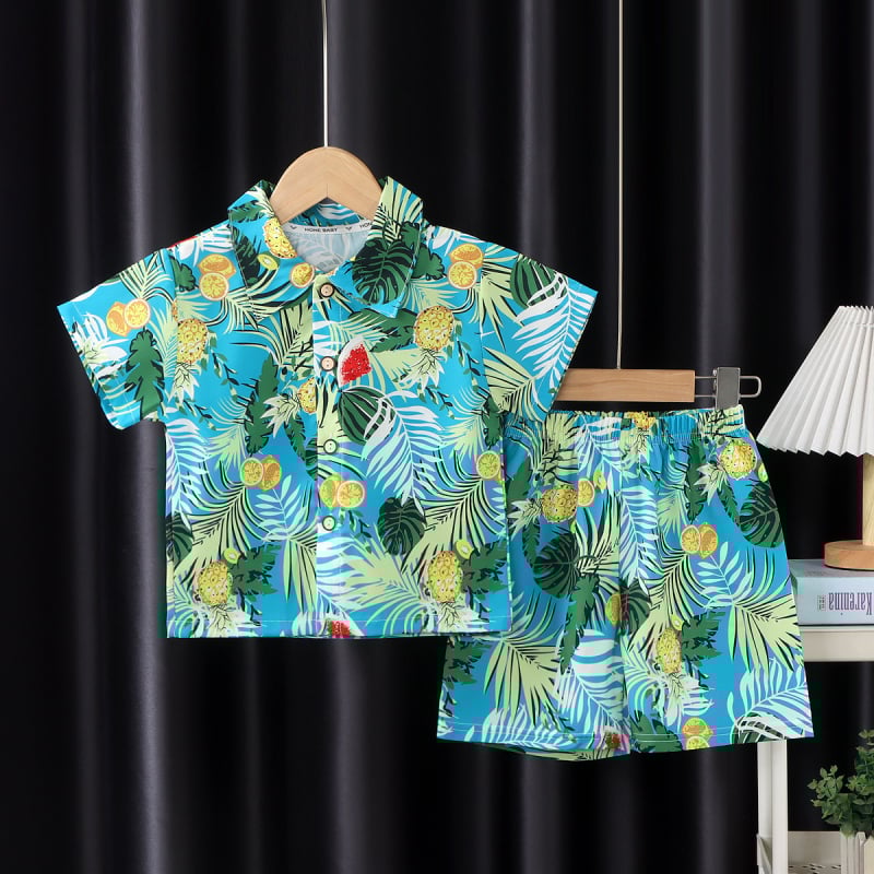 Vaikų dviejų dalių trumpom rankovėm komplektas — 100% poliesteris, karikatūrų raštas, drėgmės pašalinimas