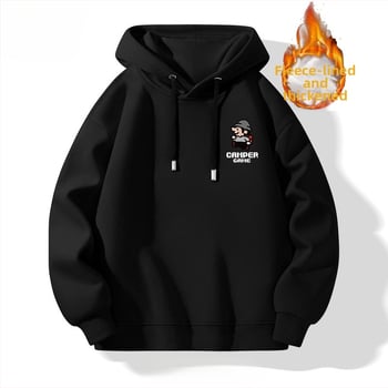 TT Férfi kapucnis fleece-betétes pulóver, 65% pamut, laza szabás, hosszú ujjú, nyomtatott dizájn