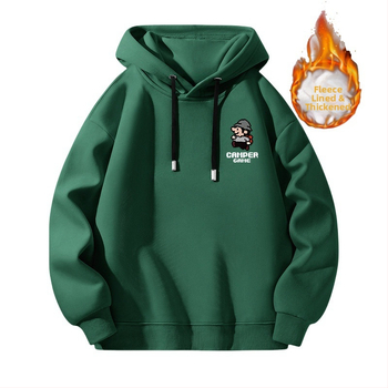 TT Férfi kapucnis fleece-betétes pulóver, 65% pamut, laza szabás, hosszú ujjú, nyomtatott dizájn