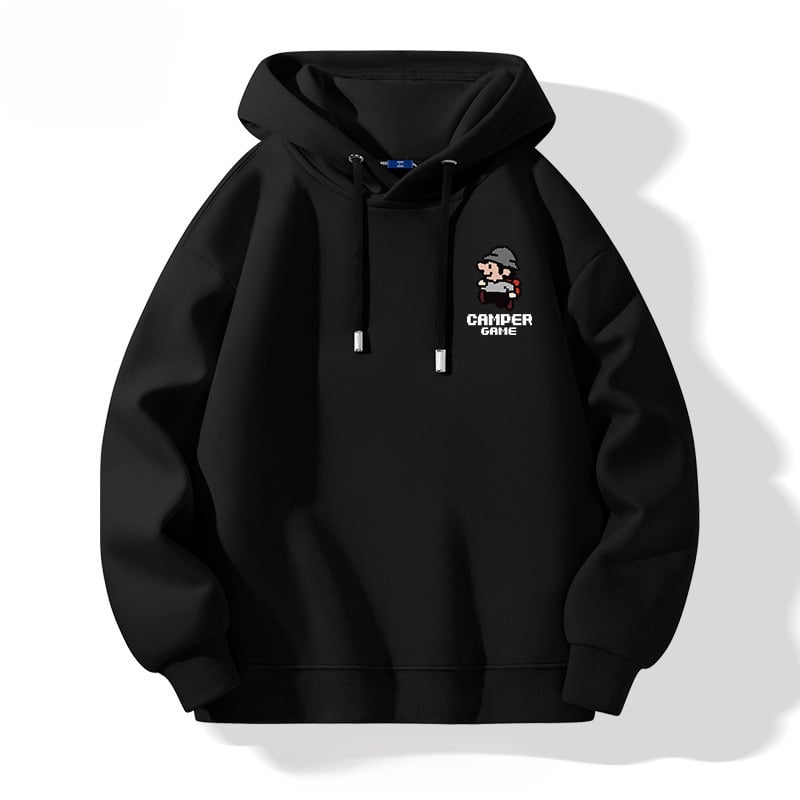 TT Férfi kapucnis fleece-betétes pulóver, 65% pamut, laza szabás, hosszú ujjú, nyomtatott dizájn